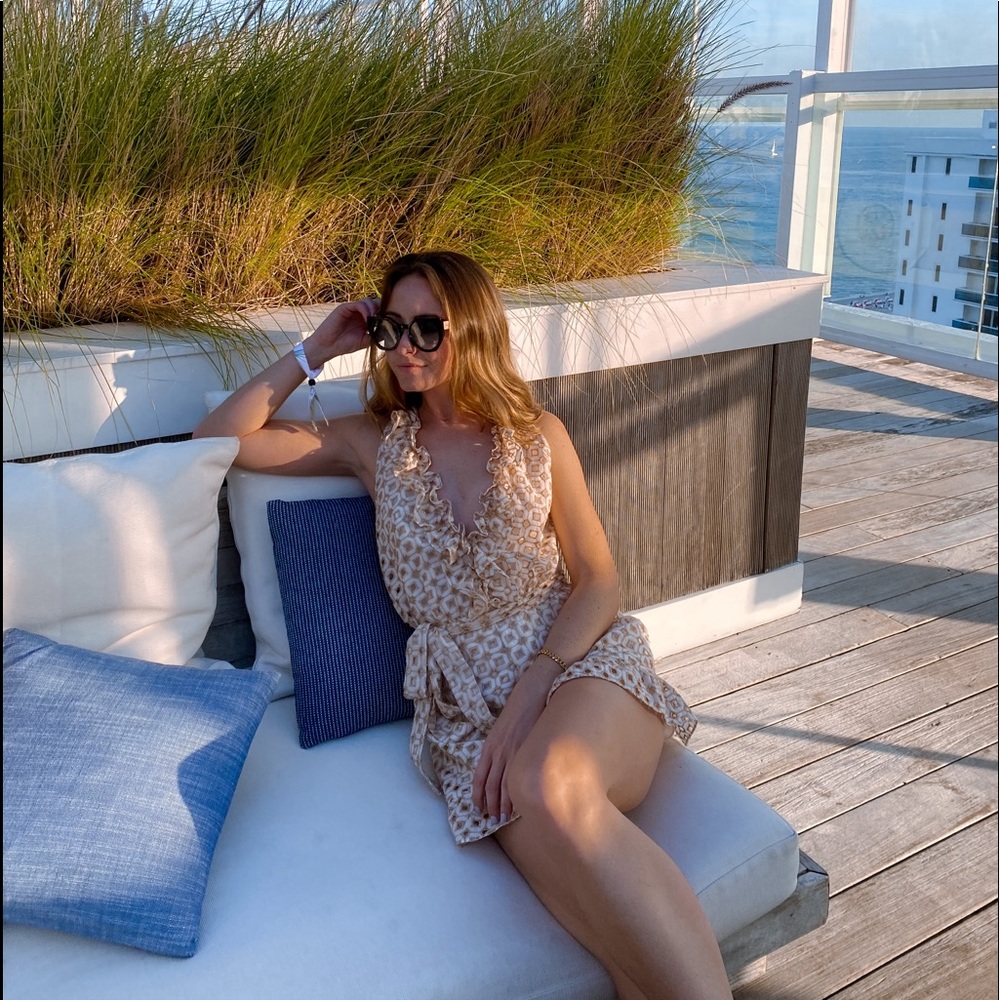 PatBO Eyelet Ruffle Romper in XS